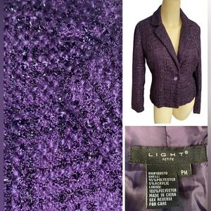 Light Sparkly Dark purple tweed one-button Formal cocktail blaze Women PM